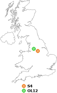 map showing distance between S4 and OL12