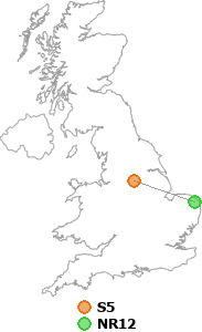 map showing distance between S5 and NR12
