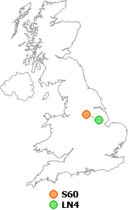 map showing distance between S60 and LN4