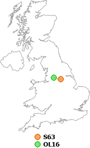 map showing distance between S63 and OL16