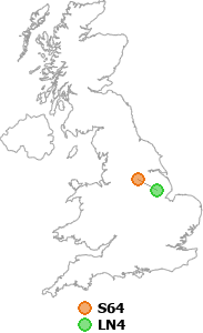 map showing distance between S64 and LN4