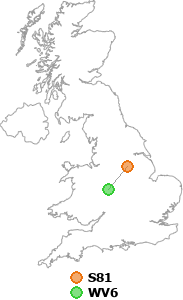 map showing distance between S81 and WV6