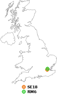 map showing distance between SE18 and RM6