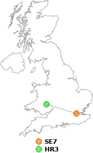map showing distance between SE7 and HR3