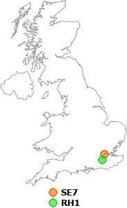 map showing distance between SE7 and RH1