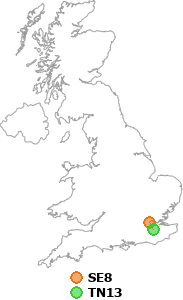 map showing distance between SE8 and TN13
