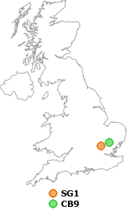 map showing distance between SG1 and CB9
