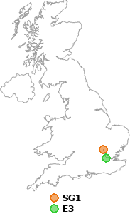 map showing distance between SG1 and E3