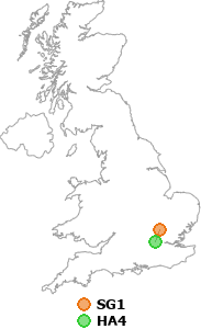 map showing distance between SG1 and HA4