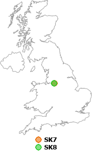 map showing distance between SK7 and SK8