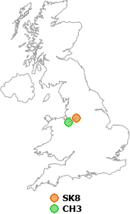 map showing distance between SK8 and CH3