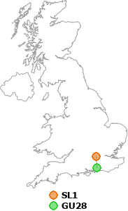 map showing distance between SL1 and GU28