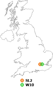 map showing distance between SL2 and W10