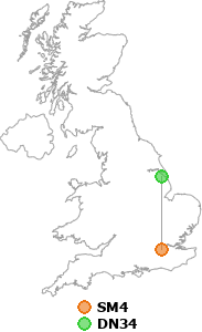 map showing distance between SM4 and DN34