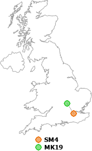 map showing distance between SM4 and MK19