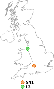 map showing distance between SN1 and L3