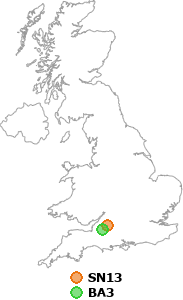 map showing distance between SN13 and BA3