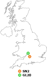 map showing distance between SN2 and GL20