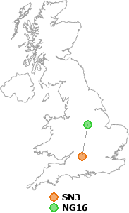 map showing distance between SN3 and NG16