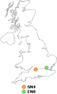 map showing distance between SN4 and EN8