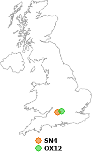 map showing distance between SN4 and OX12