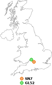 map showing distance between SN7 and GL52