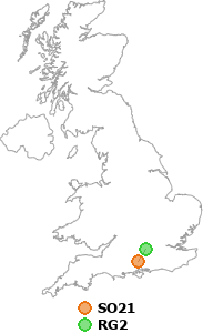 map showing distance between SO21 and RG2
