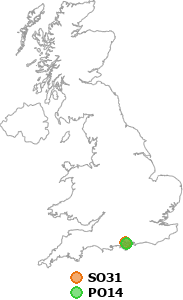 map showing distance between SO31 and PO14