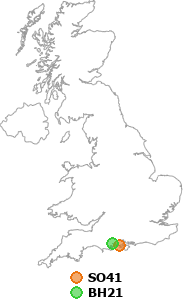 map showing distance between SO41 and BH21