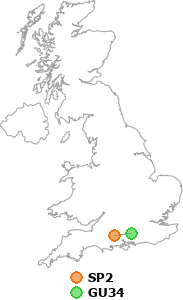 map showing distance between SP2 and GU34