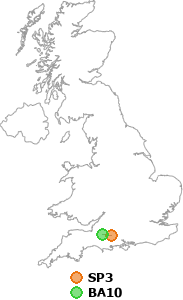 map showing distance between SP3 and BA10