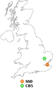 map showing distance between SS0 and CB5