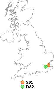 map showing distance between SS1 and DA2
