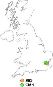 map showing distance between SS5 and CM4