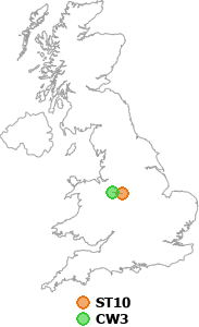 map showing distance between ST10 and CW3