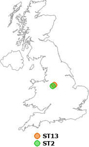 map showing distance between ST13 and ST2