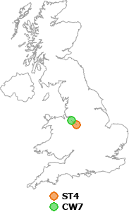 map showing distance between ST4 and CW7