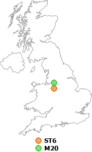 map showing distance between ST6 and M20