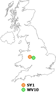 map showing distance between SY1 and WV10