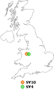 map showing distance between SY10 and SY4