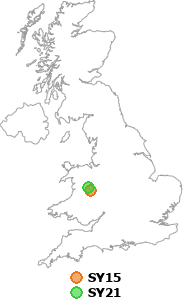 map showing distance between SY15 and SY21