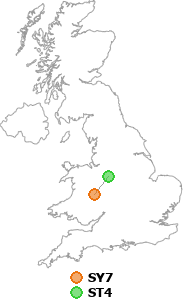 map showing distance between SY7 and ST4