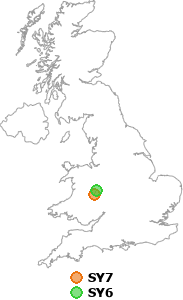 map showing distance between SY7 and SY6