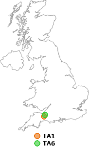 map showing distance between TA1 and TA6