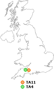 map showing distance between TA11 and TA4