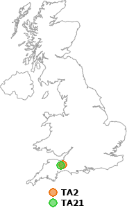 map showing distance between TA2 and TA21