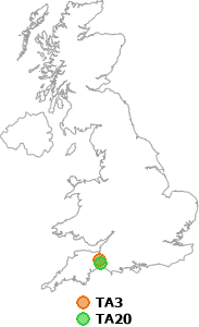 map showing distance between TA3 and TA20
