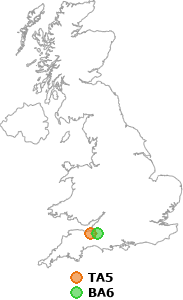 map showing distance between TA5 and BA6
