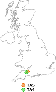 map showing distance between TA5 and TA4