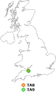map showing distance between TA8 and TA9